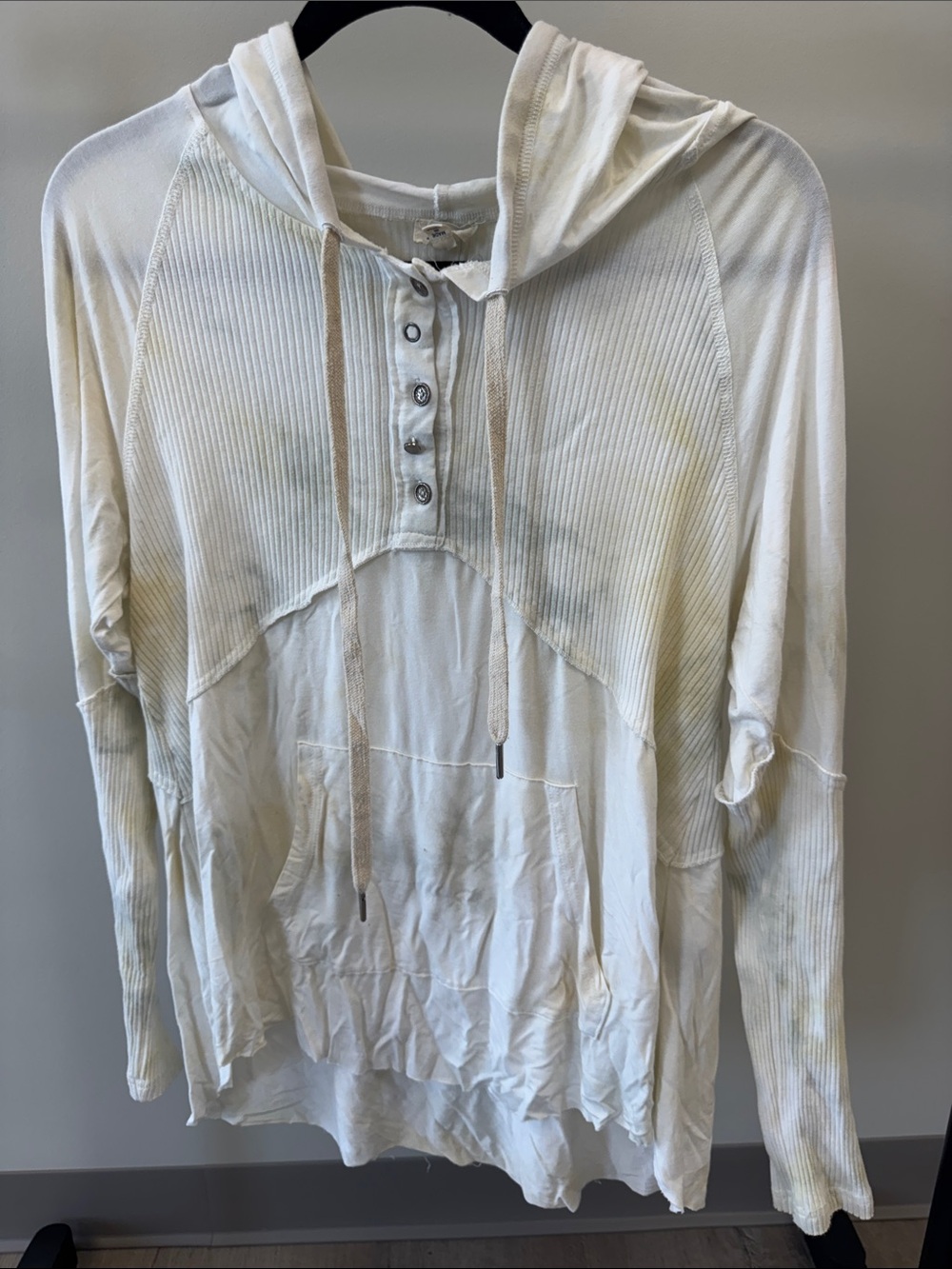 POL White Hooded Henley Top